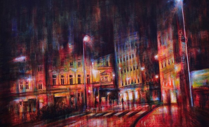 ROSSO DI NOTTE, olio, pigmenti e smalti su tela, 65x95, 2015